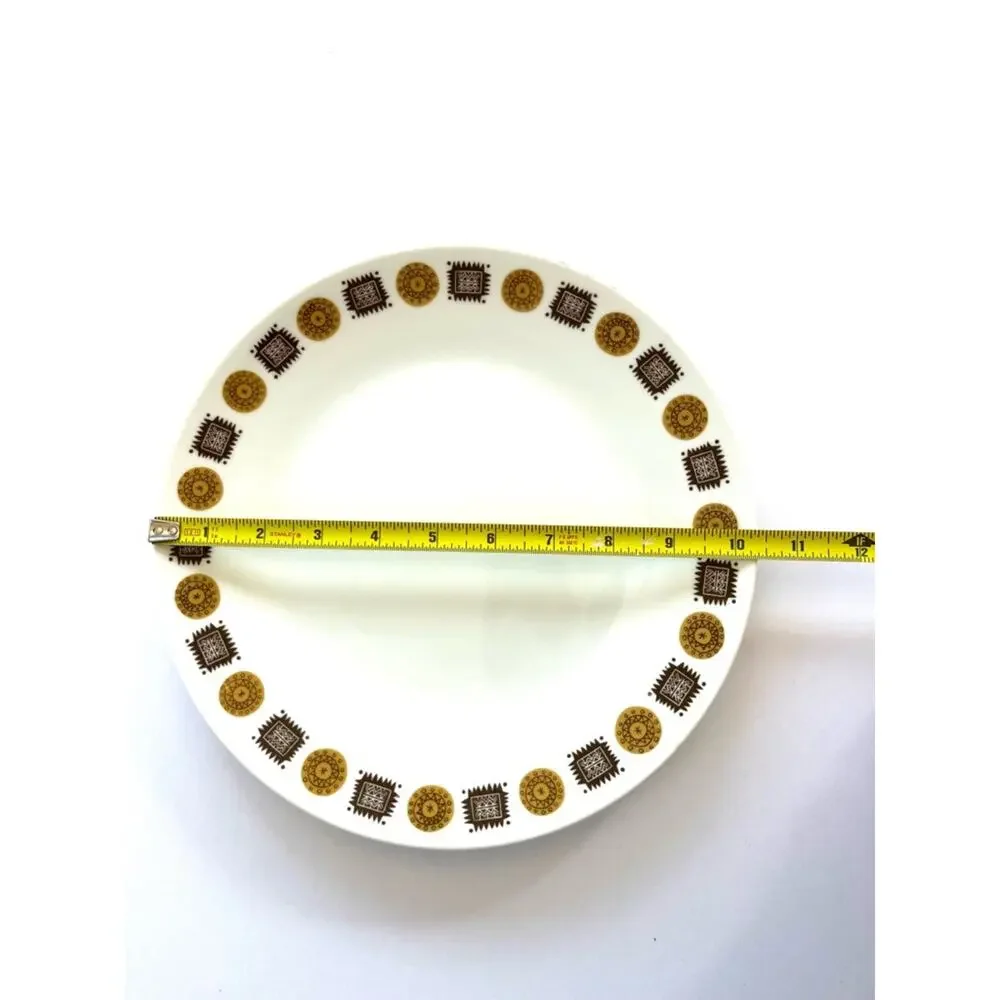Vintage White Dinner Plate Harmony House Fine China 'Medallion' Pattern Brown